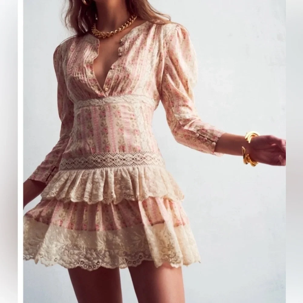 Love Shack Fancy Pirelle dress in frosted petal pink. Size 8. - Picture 2 of 11